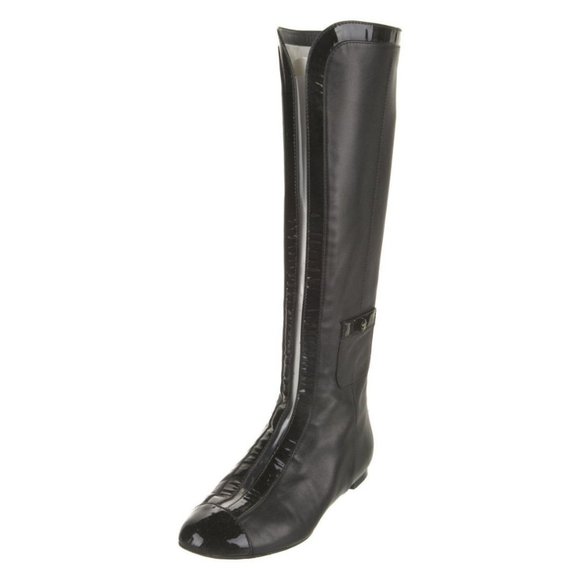 Chanel Vintage Rare Knee High Riding Boots Black Size IT 35.5 - Picture 1 of 11